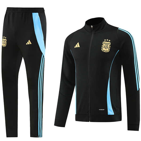 Argentina jacket football sportswear tracksuit full zipper men's black training kit outdoor soccer coat 2024-2025