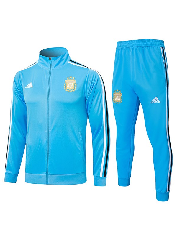 Argentina jacket football sportswear tracksuit full zipper men's training all blue kit outdoor soccer coat 2024-2025