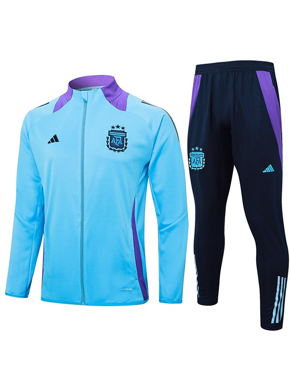 Argentina jacket football sportswear tracksuit full zipper men's training light blue kit outdoor soccer coat 2024-2025