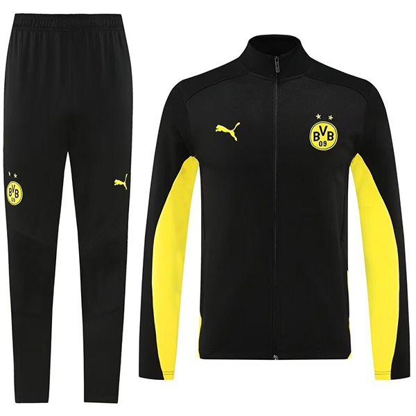 Borussia Dortmund jacket football sportswear tracksuit full zipper men's training black yellow kit outdoor soccer coat 2024-2025