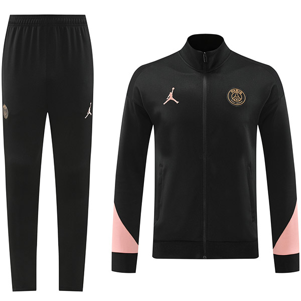 Jordan paris saint-germain jacket football sportswear black pink tracksuit full zipper suit men's training kit outdoor soccer coat 2024-2025