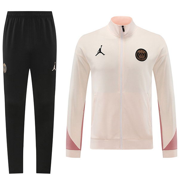 Jordan paris saint-germain jacket football sportswear light pink black tracksuit full zipper suit men's training kit outdoor soccer coat 2024-2025