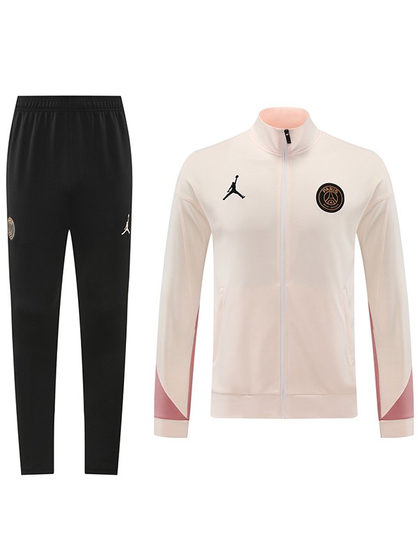 Jordan paris saint-germain jacket football sportswear light pink black tracksuit full zipper suit men's training kit outdoor soccer coat 2024-2025