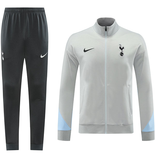 Tottenham Hotspur jacket football sportswear gray black tracksuit full zipper men's training kit outdoor soccer coat 2024-2025