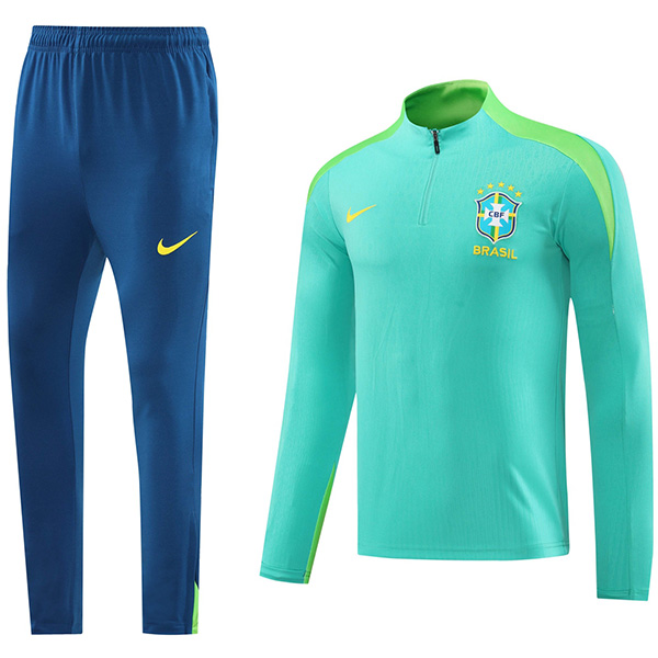 Brazil tracksuit soccer suit sports set zipper-necked uniform men's clothes football training blue green kit 2024-2025