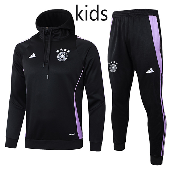 Germany hoodie jacket kids football sportswear mini tracksuit zipper-necked youth's training kit children outdoor soccer all black coat 2024-2025