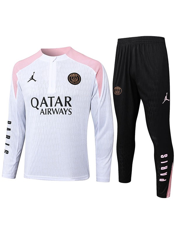 Jordan paris saint-germain tracksuit soccer pants suit sports set half zip necked white pink uniform men's clothes football training kit 2024-2025