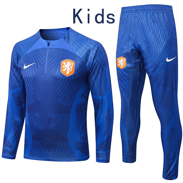 Netherlands tracksuit blue kids kit soccer pants suit sports set zipper ...
